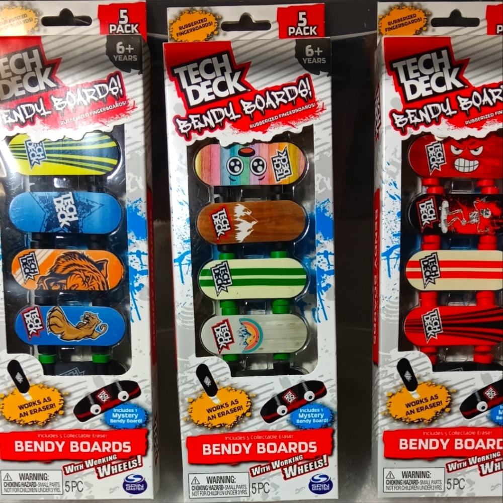 Tech Deck Bendy Boards Lot of 3 Fingerboards 5 Pack (15 Total) All Different NEW